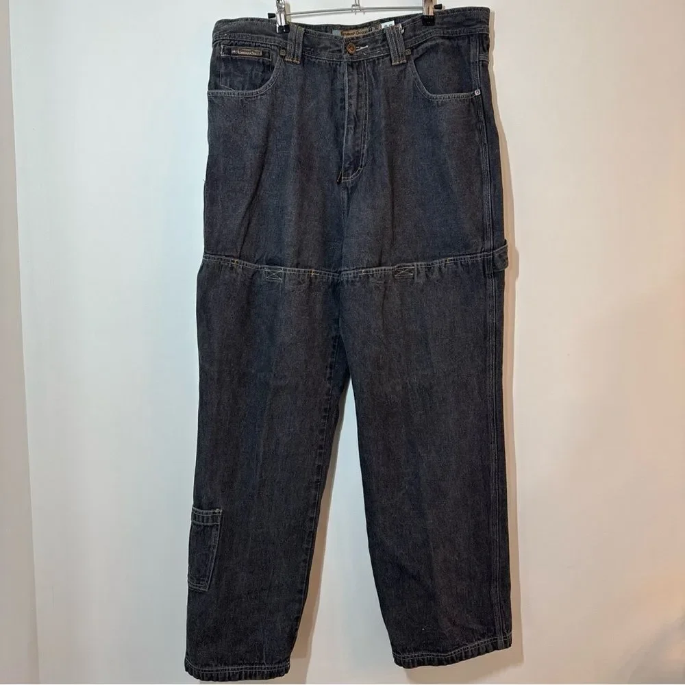 Snoop Dog Baggy Y2K Jeans 38 Stitched Black 90s Hip Hop Streetwear Skate FLAWED!